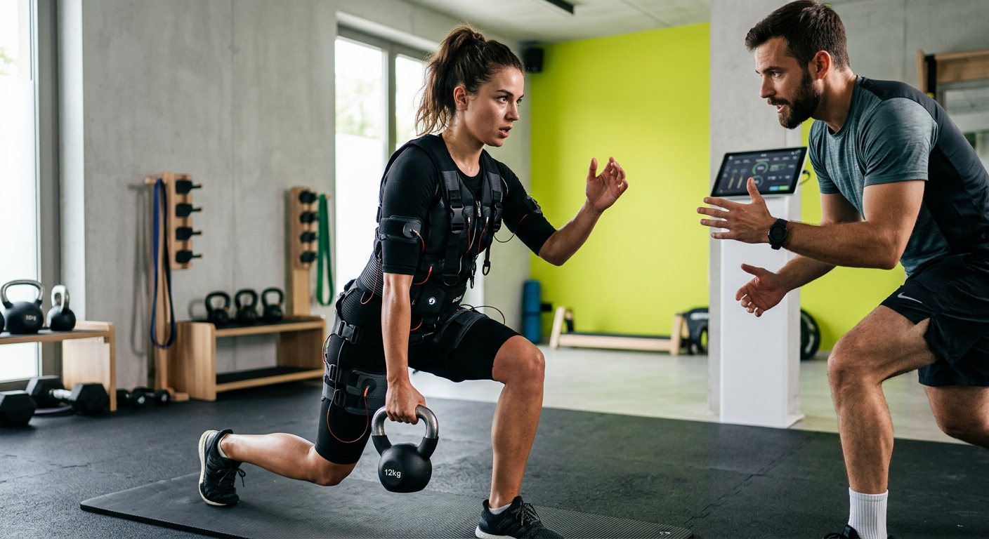 Sesión de entrenamiento personalizado con electroestimulación muscular